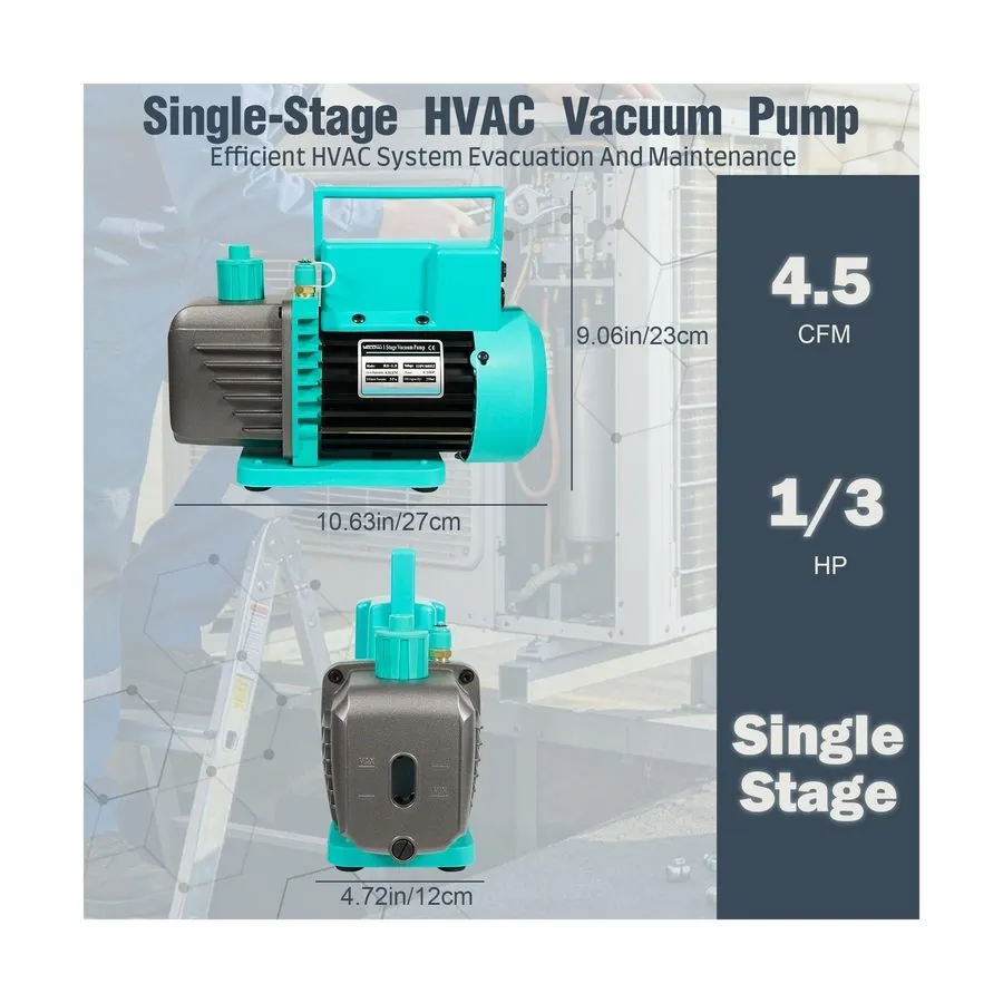 Насос 4.5CFM Vacuum Pump HVAC Manifold Gauge Set w/ Leak Detector — фото лота 1