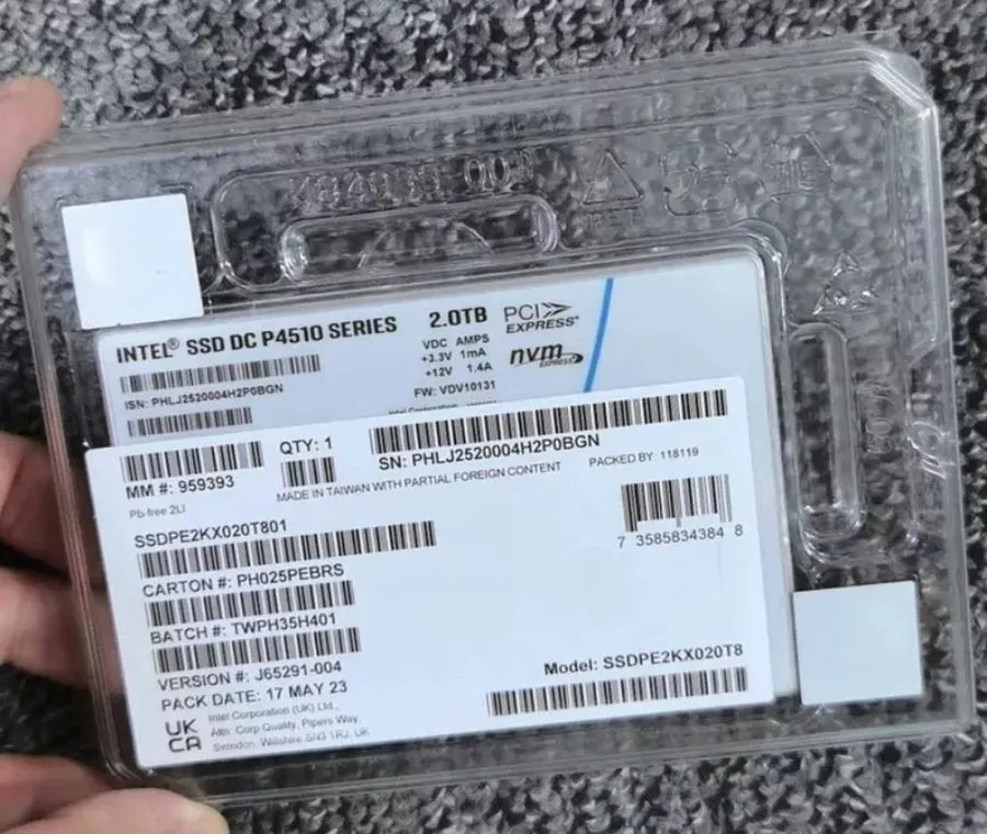 SSD-накопитель Intel P4510 2TB PCIe Gen3 x4 NVMe U.2 2.5" Enterprise SSD SSDPE2K