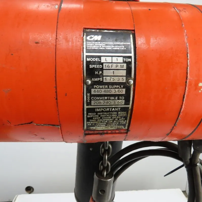 Таль Dayton 3YE18 1 Ton 2000Lb Electric Chain Hoist 20' Lift 16Fpm 460V 3Ph Trol