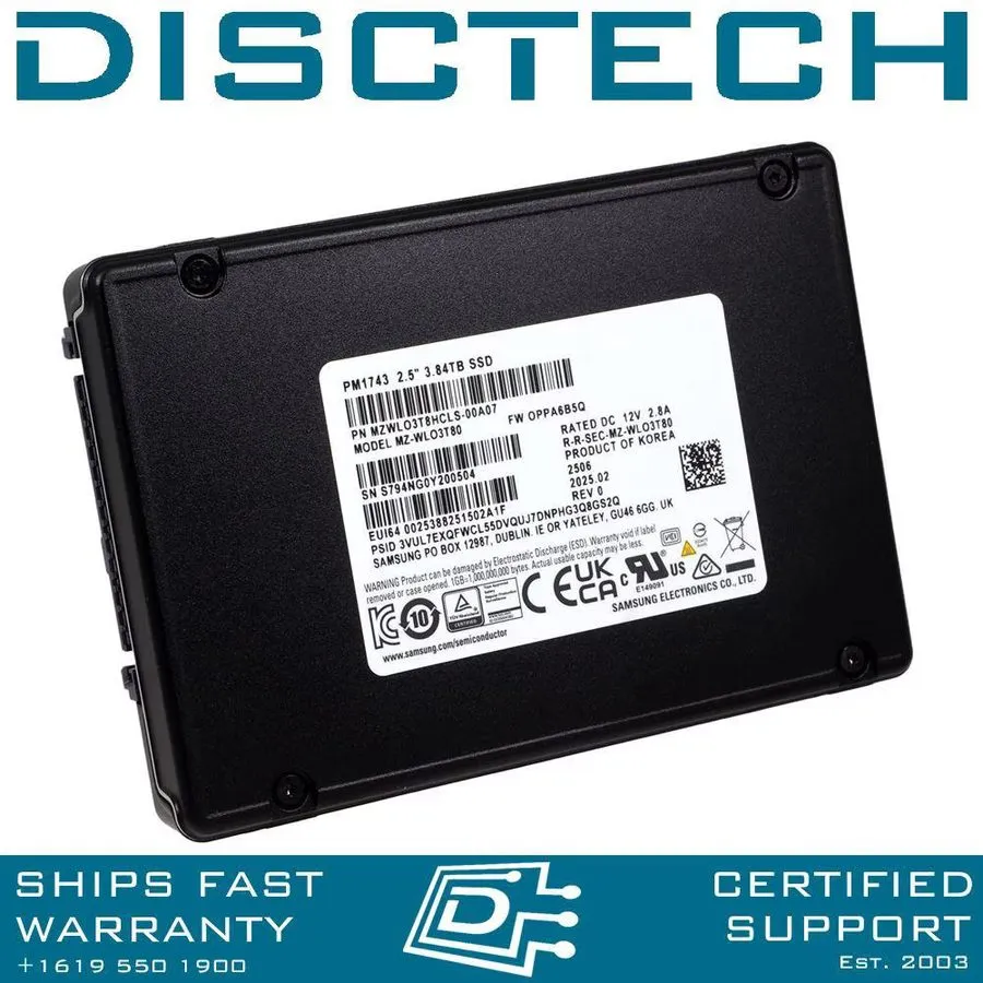 SSD-накопитель Samsung PM1743 SSD 3.84TB 2.5" PCIe 5.0 NVMe U.2 MZ-WLO3T80 MZWLO