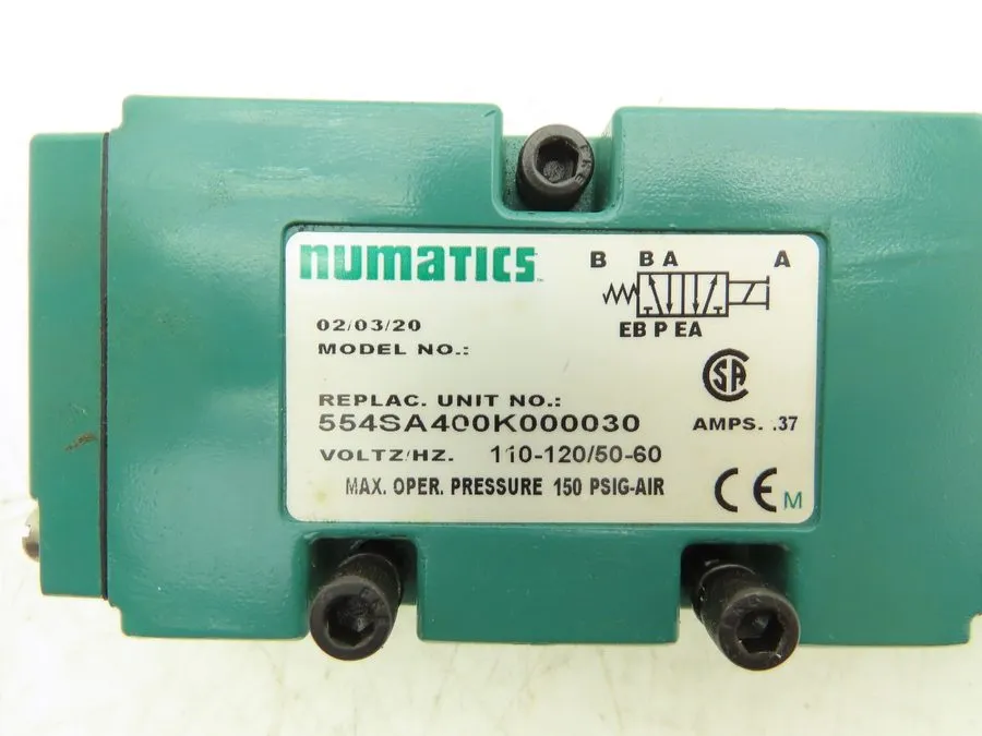 Электромагнитный клапан 2 Numatics 554SA400K000030 Pneumatic Solenoid Valve 110-