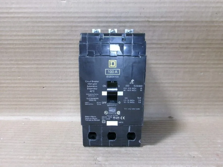 Автоматический выключатель EGB34100 Square D 100 Amp 480V 3 Pole Bolt On Circuit