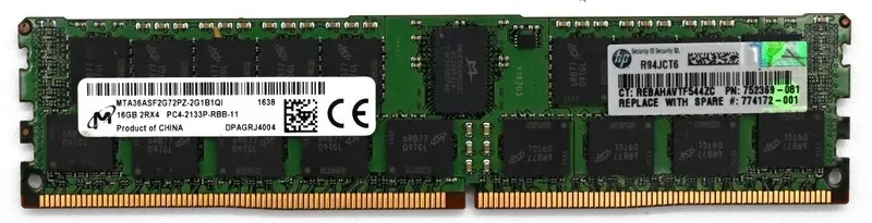 Модуль памяти Micron 16GB DDR4 ECC Registered RAM PC4-2133P 2Rx4 RDIMM MTA36ASF2 — фото лота 1