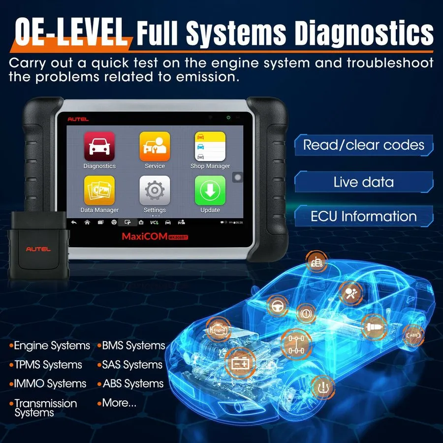Диагностический сканер 2026 Autel MaxiCOM MK808Z-BT Bidirectional Diagnostic Sca