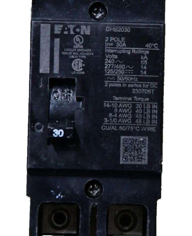 Автоматический выключатель Westinghouse GHB2030 2 Pole 30 Amp 277/480V Bolt on C