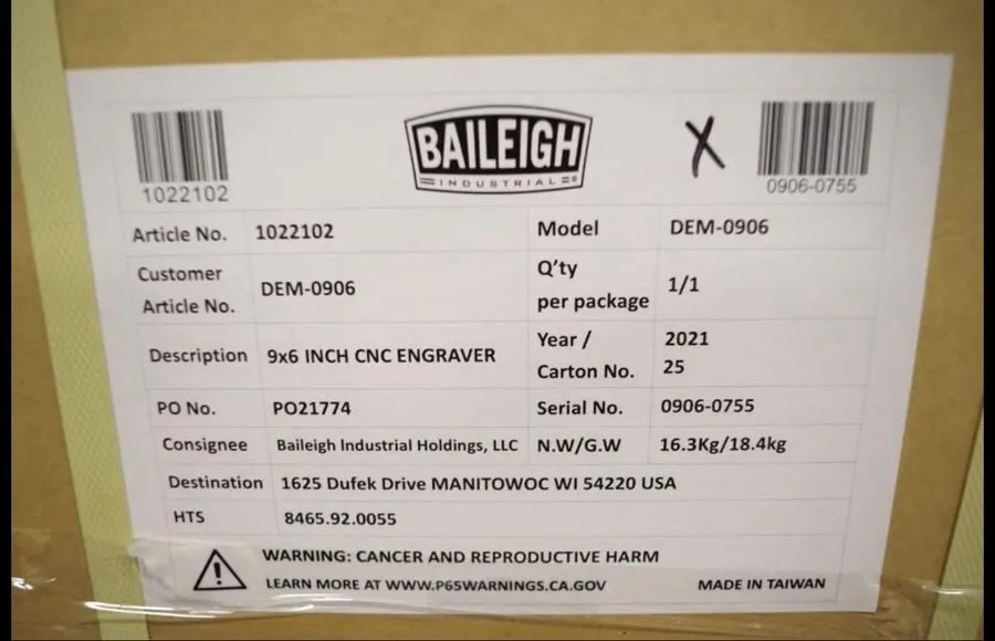 Оборудование ЧПУ Baileigh Industrial DEM-0906 Carving Machine — фото лота 2
