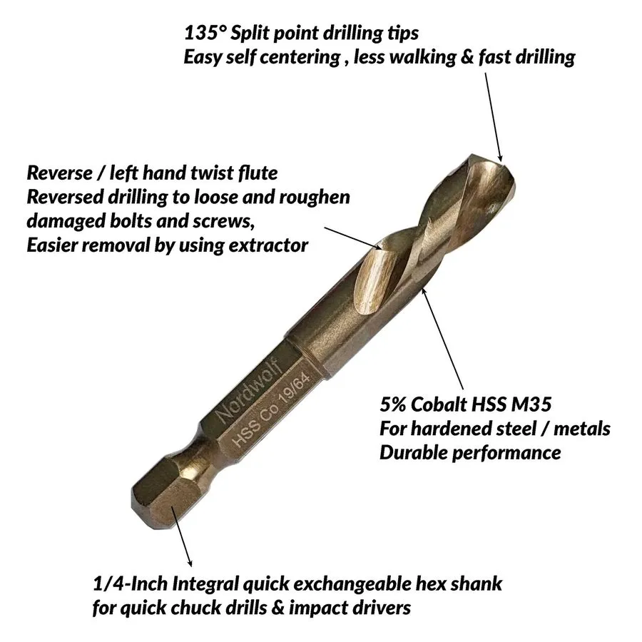 Режущий инструмент 1/4 Hex Shank Countersink Drill Bit Set Adjustable Depth Stop — фото лота 2
