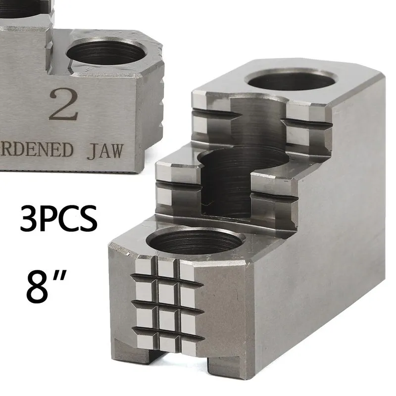 Патрон 8'' Hard Chuck Jaws 1.5mmx60 CNC Lathe 3 Set Lathe Chuck 3 Holes 2 Steps — фото лота 2