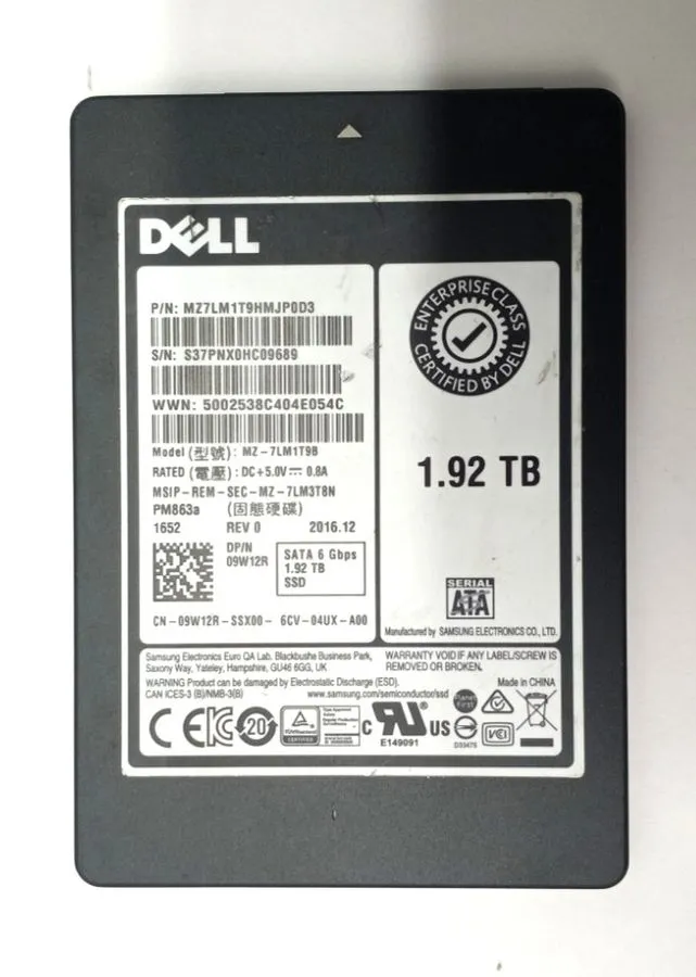 SSD-накопитель DELL 1.92TB Samsung PM863A SATA SSD 6Gbps MZ-7LM1T9B Solid State  — фото лота 1