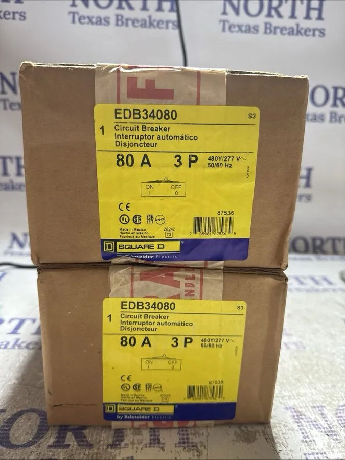 Автоматический выключатель Square D EDB34080 N 80A 480V 3 Poles Miniature Circui — фото лота 1