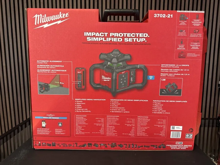 Нивелир Milwaukee 3702-21 M18 Green Interior Rotary Laser Level Kit W/remote — фото лота 2