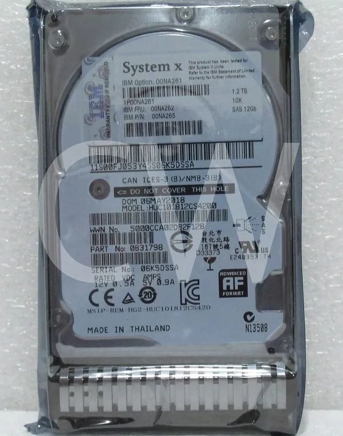 Жёсткий диск Lenovo 00NA262 SystemX 1.2TB 2.5" 10K SAS 12Gb/s G3HS HotSwap 2.5" 