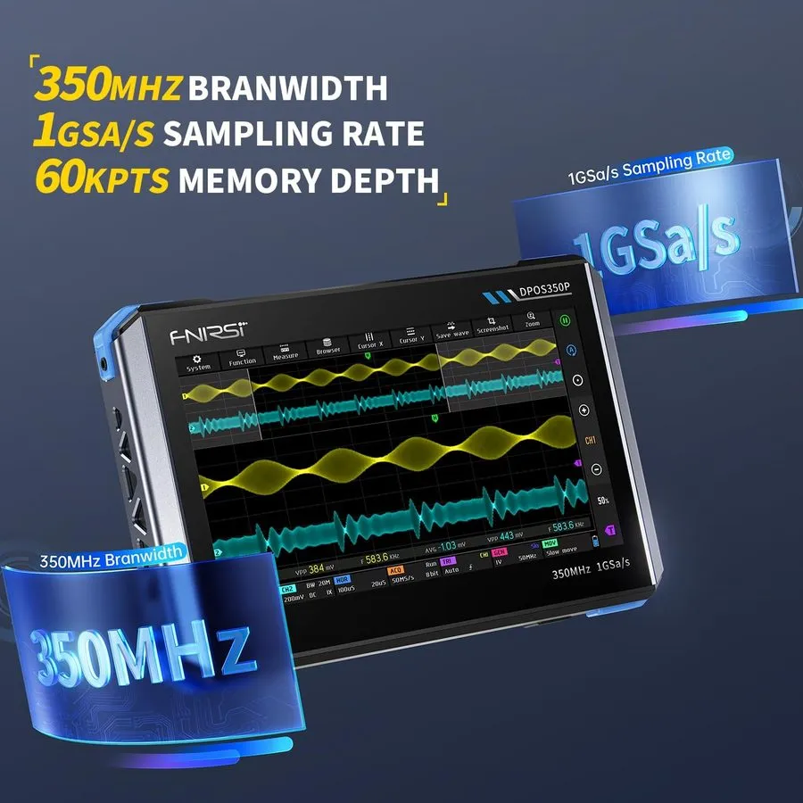 Осциллограф FNIRSI DPOS350P 4-In-1 350Mhz Digital Oscilloscope 2 Channel, 1 Gsa/ — фото лота 2