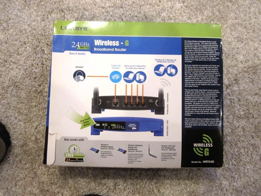 Маршрутизатор LINKSYS WIRELESS -G BROADBAND ROUTER (WRT54G) 2.4 GHz/ 802.11g -4 