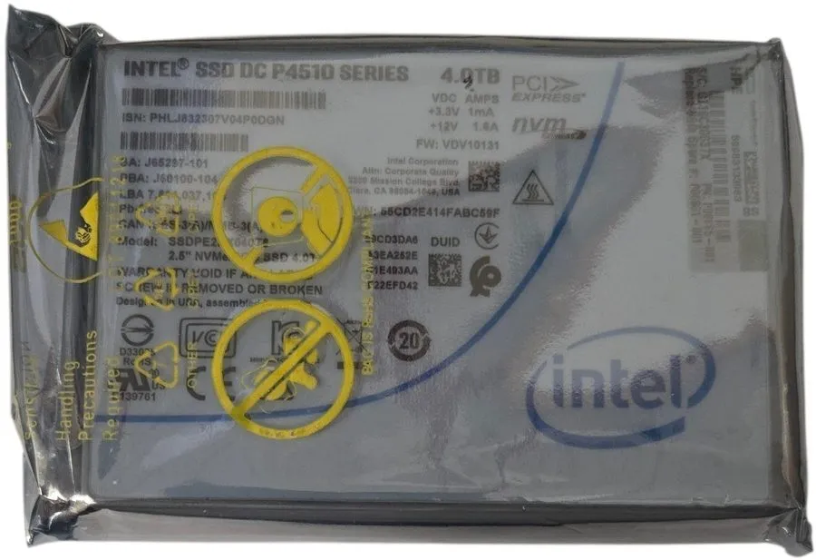 SSD-накопитель Intel P4510 4TB U.2 NVMe PCIe 3.0 2.5" Enterprise SSD SSDPE2KX040