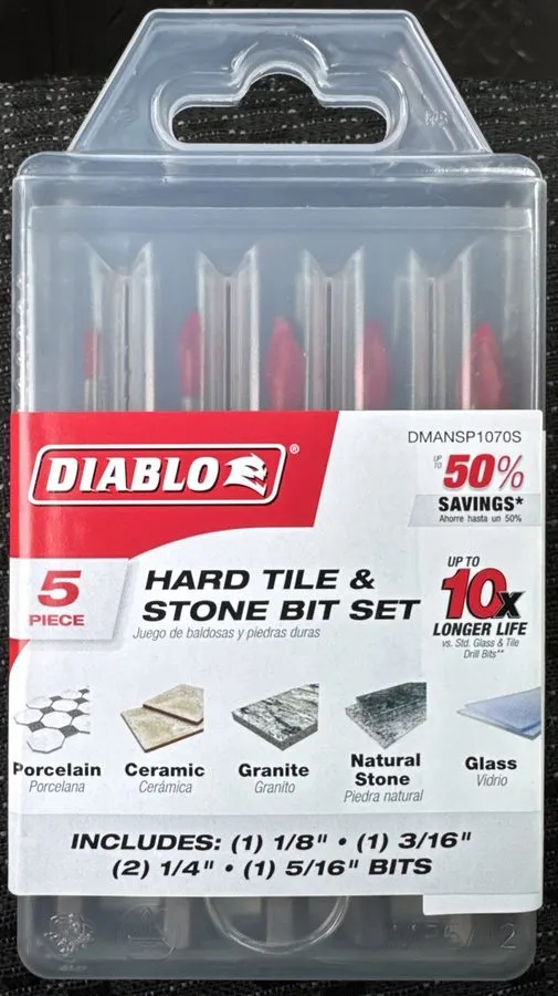 Режущий инструмент Diablo DMANSP1070S Hard Tile & Stone Carbide Tipped Drill Bit — фото лота 1