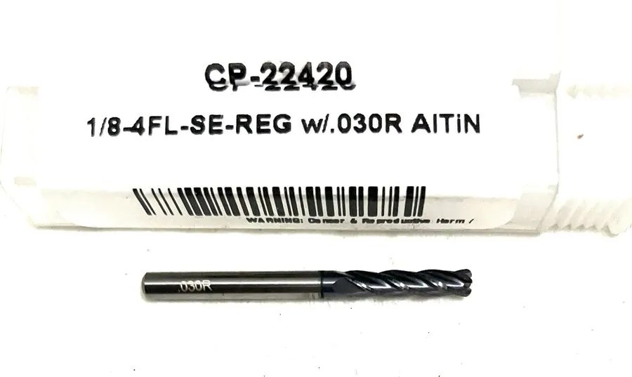 Режущий инструмент Carbide Plus CP-22420 1/8" 4FL Corner Rad End Mill .030R Soli
