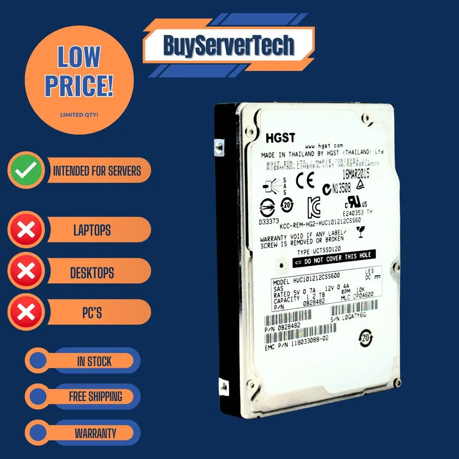 Жёсткий диск HGST HUC101212CSS600 0B28482 1.2TB 10K RPM 6Gb/s 2.5" SAS HDD Hard  — фото лота 2