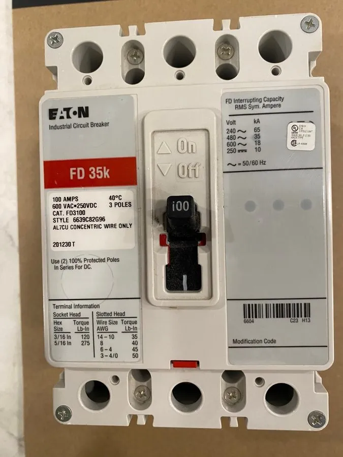 Автоматический выключатель Cutler-Hammer FD3100 Molded Case Circuit Breaker 3P, 
