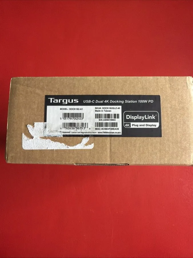 Док-станция Targus DOCK182-A1 USB-C Dual 4K Docking Station 100W PD DOCK182USZ-9