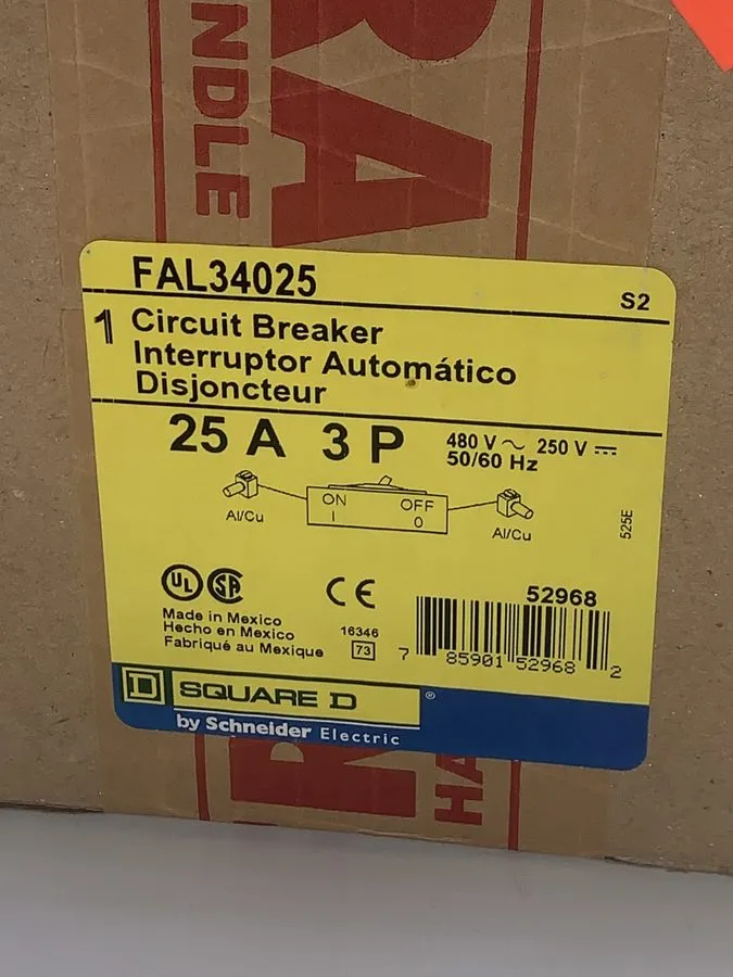 Автоматический выключатель SQUARE D FAL34025 3pole 25 AMP 480V CIRCUIT BREAKER