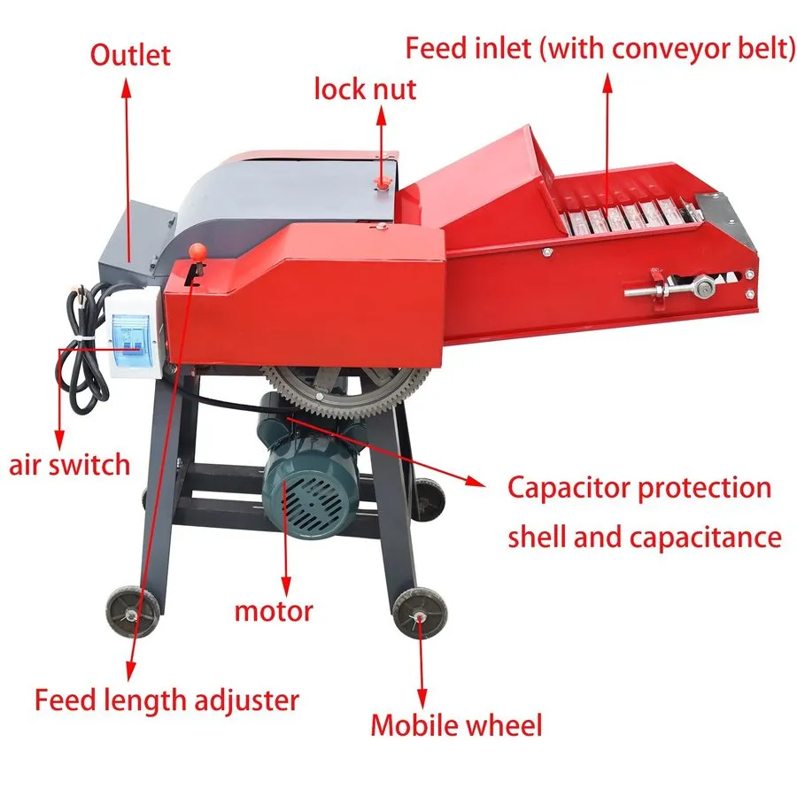 Конвейер 220V 6-blade Grass Cutting And Silk Kneading Machine with Conveyor Belt