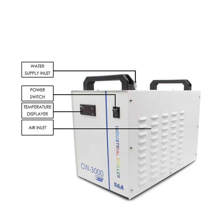 Чиллер CW-3000DG Thermolysis Industrial Water Chiller with 60W / 80W CO2 Glass T