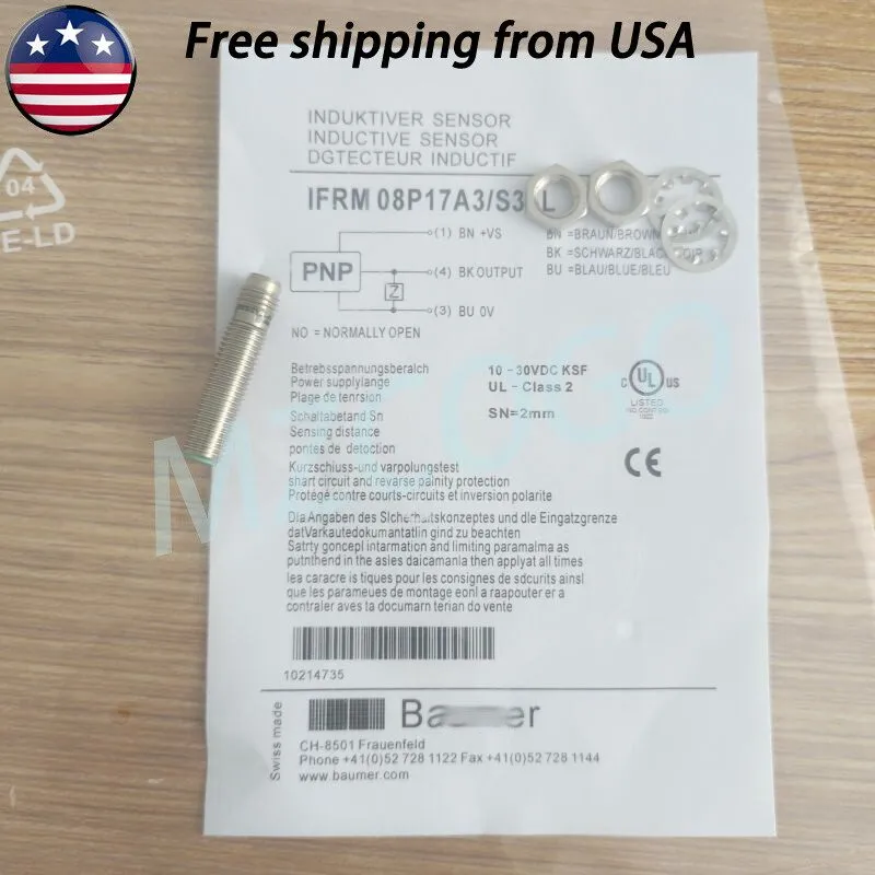 Датчик приближения BAUMER IFRM 08P17A3/S35L PLC INDUCTIVE PROXIMITY SENSOR, M8 2