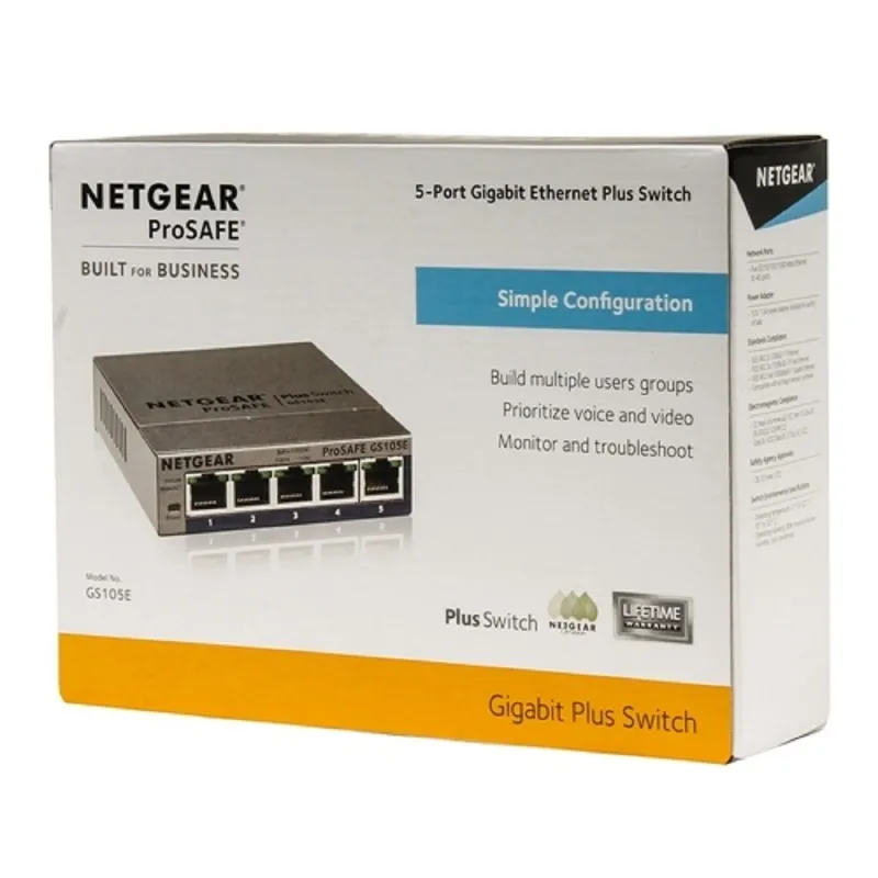 Коммутатор NETGEAR ProSAFE GS105E-200NAS 5 Port Gigabit Smart Managed Plus Switc