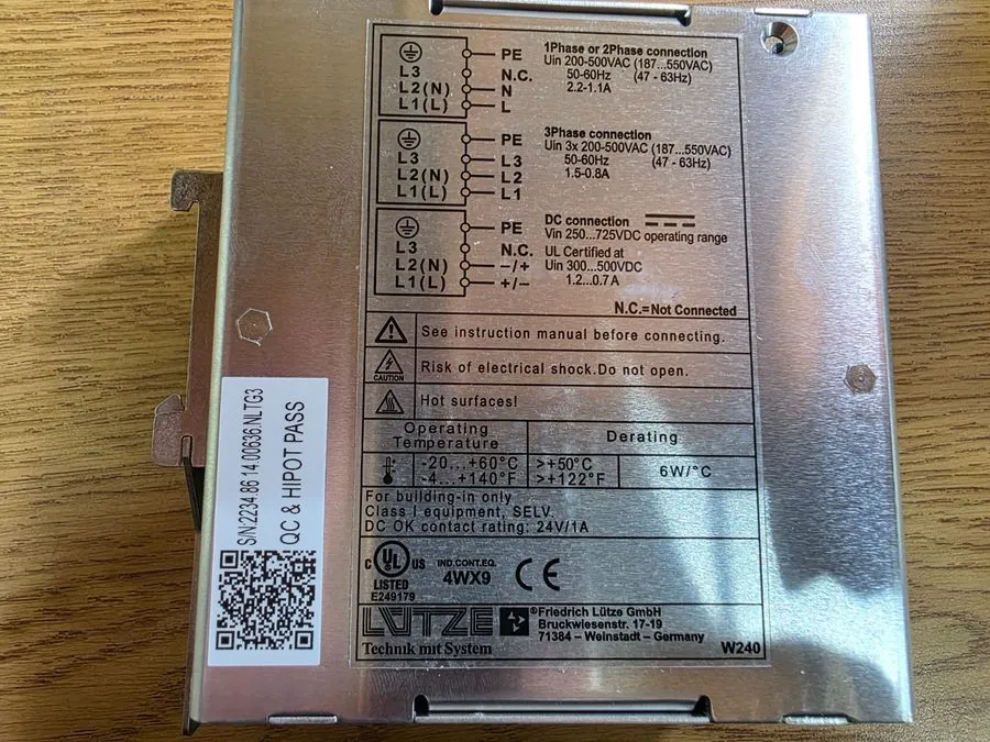 Блок питания LUTZE CPSB-123-240-24 24VDC 10A 240W DIN Rail Power Supply — фото лота 1
