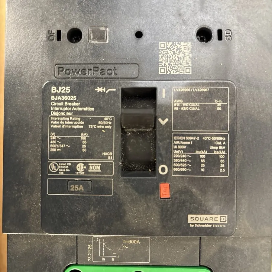 Автоматический выключатель Take Out Square D BJA36025 I-Line Circuit Breaker 25A — фото лота 1