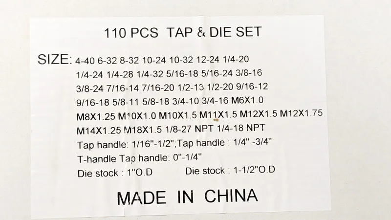 Режущий инструмент Interstate Tap & Die Set #4-40 to 3/4-16 Taps NPT, UNC & UNF — фото лота 2