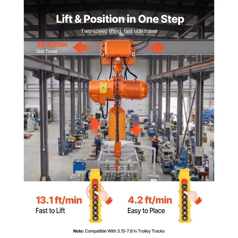 Таль 4400lb Electric Chain Hoist 20ft Lift w/16ft Wired328ft Wireless Remote Con — фото лота 2