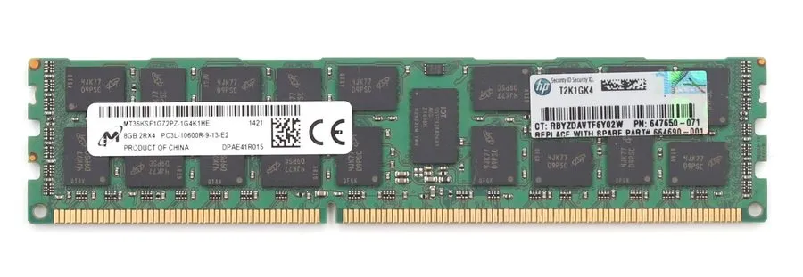 Модуль памяти Micron MT36KSF1G72PZ-1G4K1HE 8GB PC3L-10600R DDR3-1333 Registered  — фото лота 1