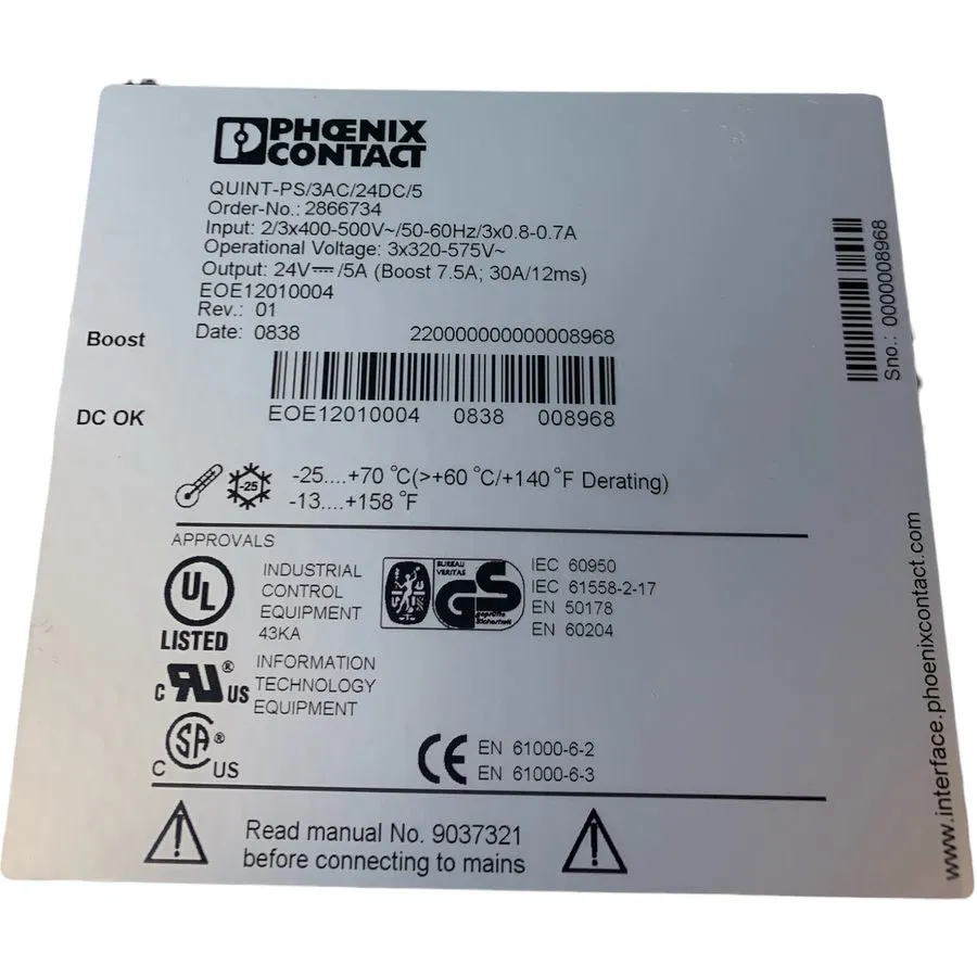 Блок питания Phoenix Contact QUINT-PS/3AC/24DC/5 2866734 power supply