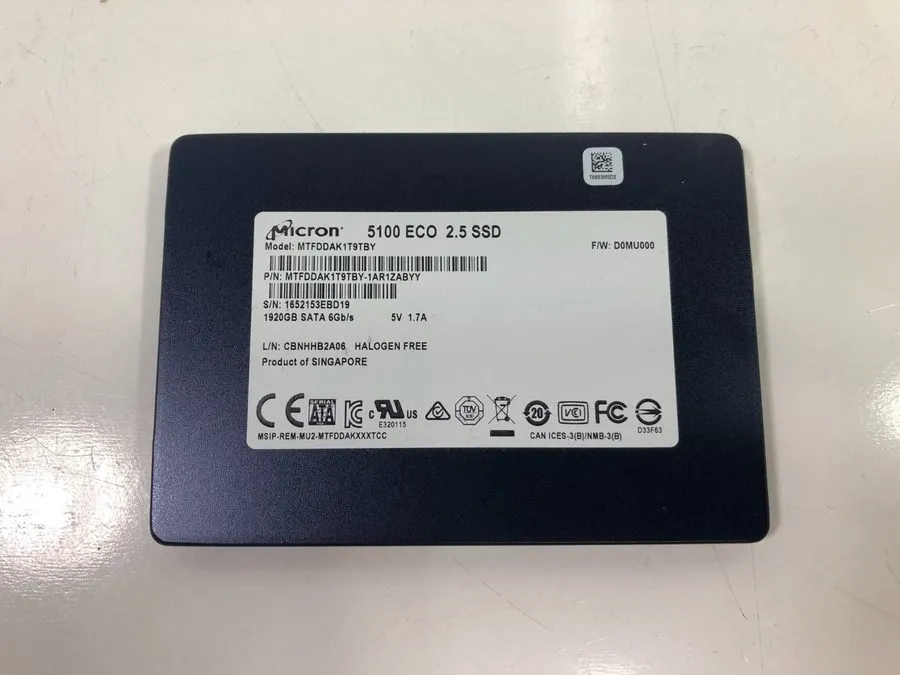 MICRON 1.92GB 5100 ECO 2.5" SSD Model: MTFDDAK1T9TBY
