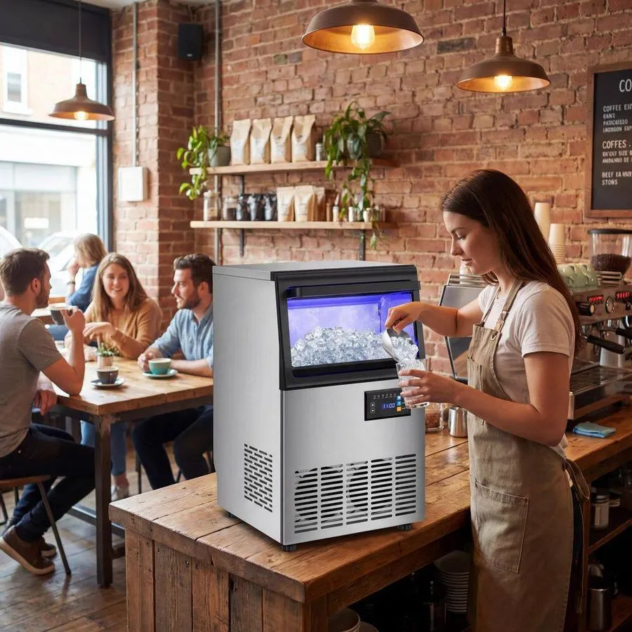 Льдогенератор 110lbs/24h Commercial Built-in Ice Maker Machine Display Ice Cube