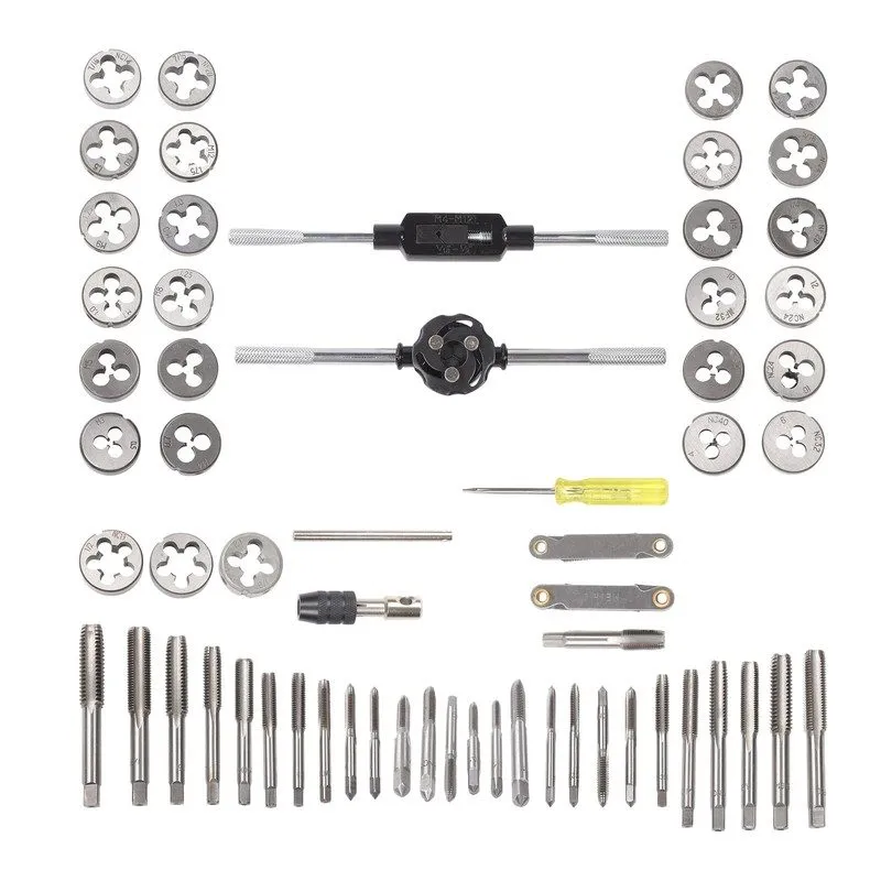 Режущий инструмент Tap and Die Set SAE & Metric M3-M12 Coarse Fine Threading Too — фото лота 1