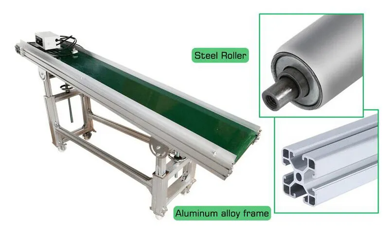 Конвейер 118"L 15.7"W Electric PVC Belt Conveyor Transport Machine Speed 4-20m/m
