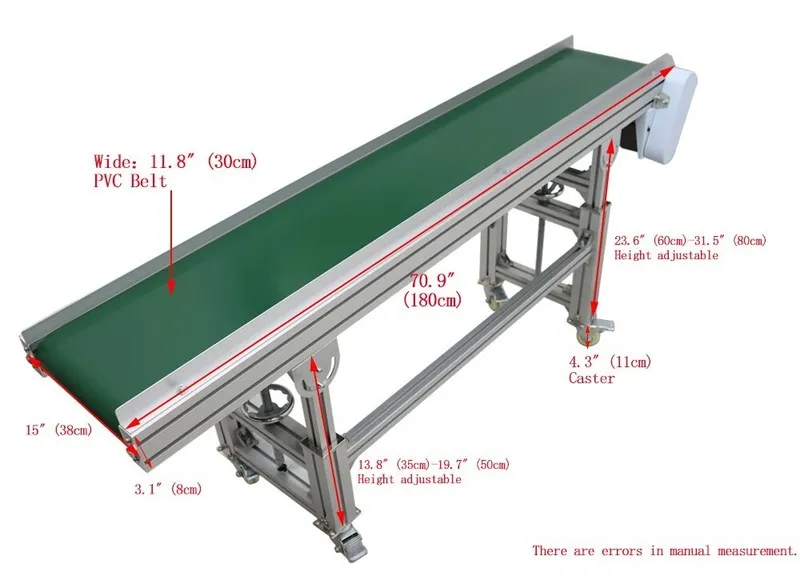 Конвейер 118"L 15.7"W Electric PVC Belt Conveyor Transport Machine Speed 4-20m/m — фото лота 2