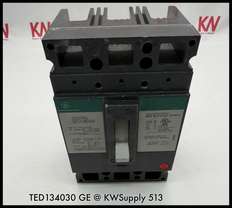 Автоматический выключатель GE TED134030 30A 3-Pole 480V AC E-Frame Circuit Break — фото лота 1
