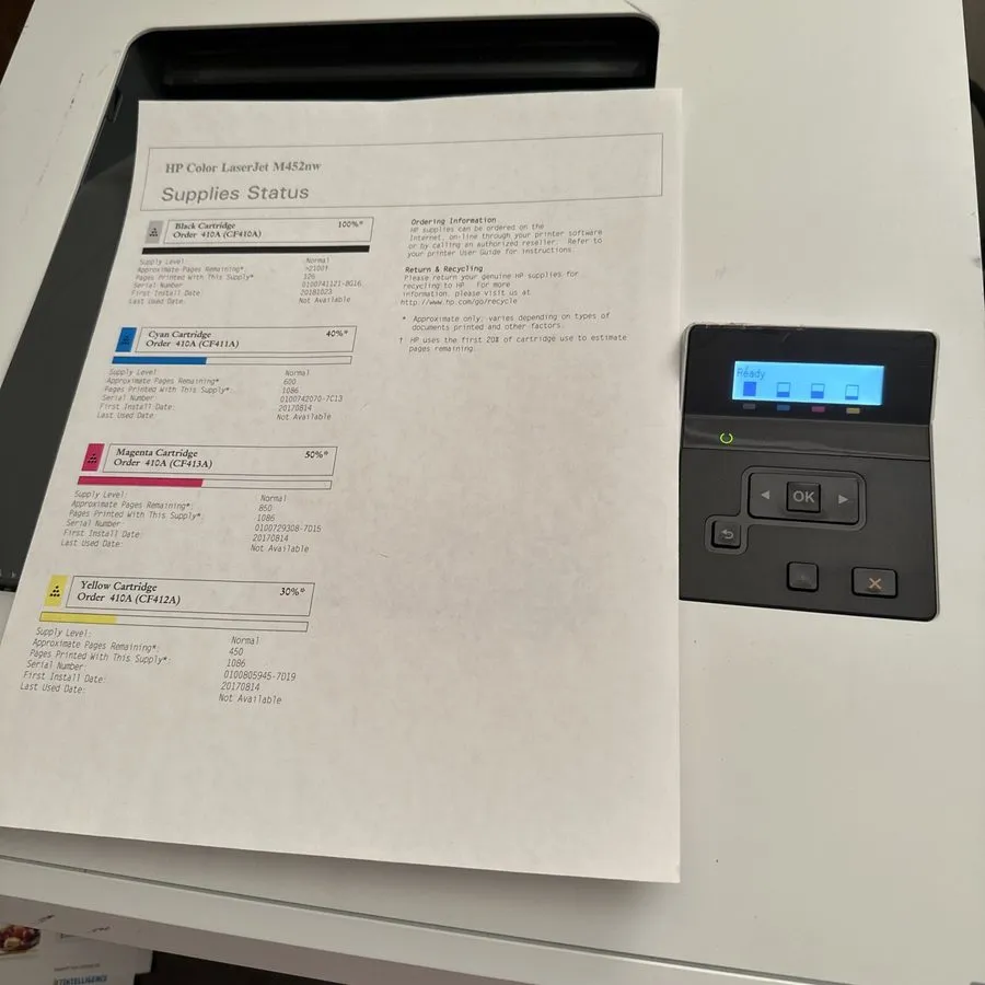 Лазерный принтер HP LaserJet Pro M452NW Laser Printer Parts ONLY Probably Bad Fu