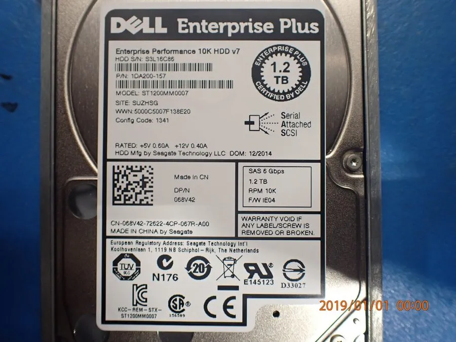 Жёсткий диск DELL 0RMCP3 1.2TB 10K 2.5‘’ 6Gbps SAS ENT HDD ST1200MM0007 Hard Dri