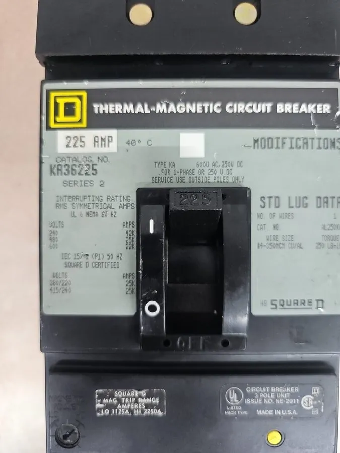 Автоматический выключатель Square D KA36225 I-Line Circuit Breaker 225 AMP 600 V