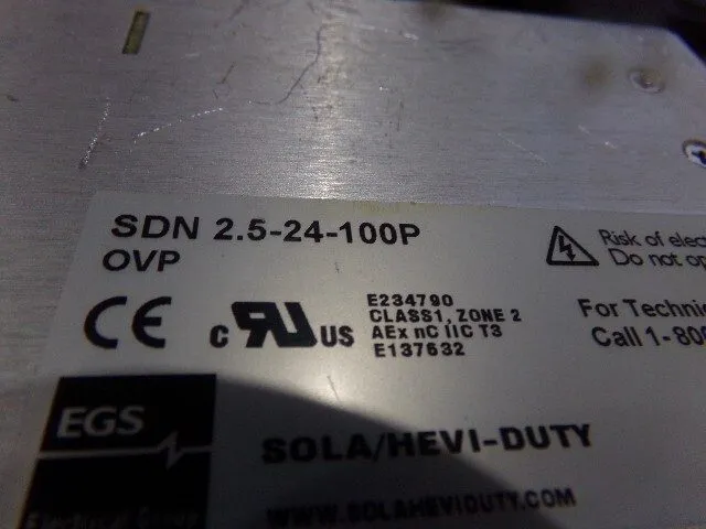 Блок питания Emerson SolaHD SDN 2.5-24-100P 24VDC 2.5A 60W DIN Rail Power Supply