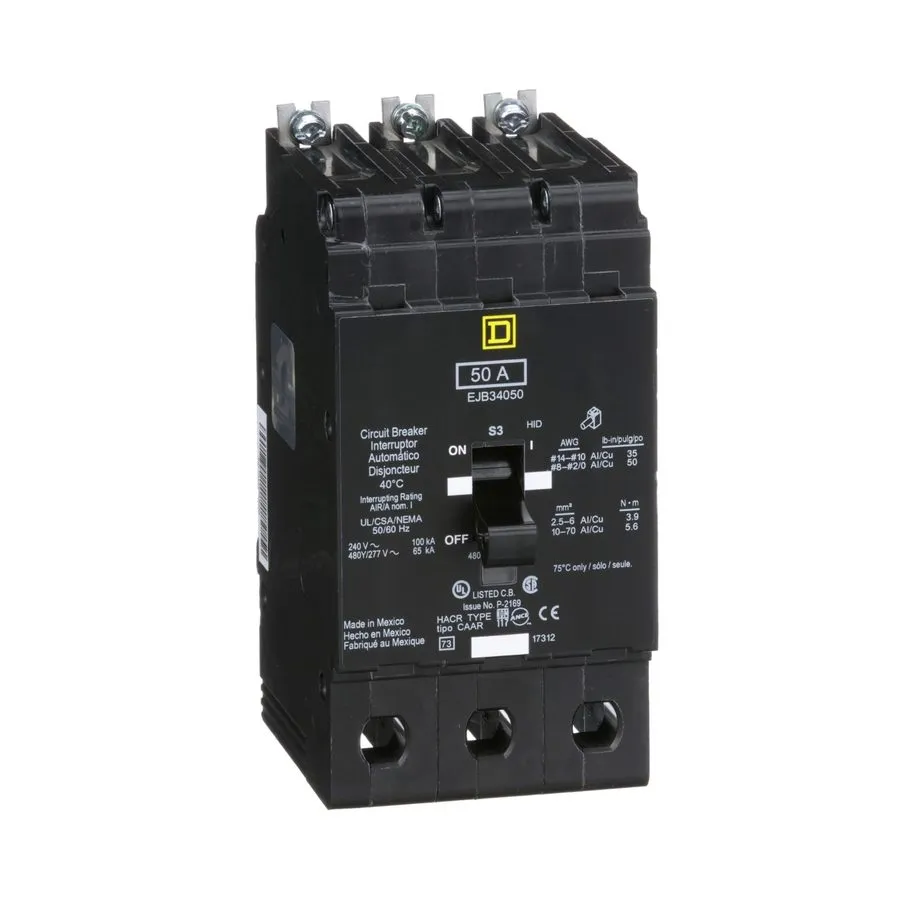 Автоматический выключатель SQUARE D EJB34050 50 AMPS 480V 3 POLE 65 KA CIRCUIT B