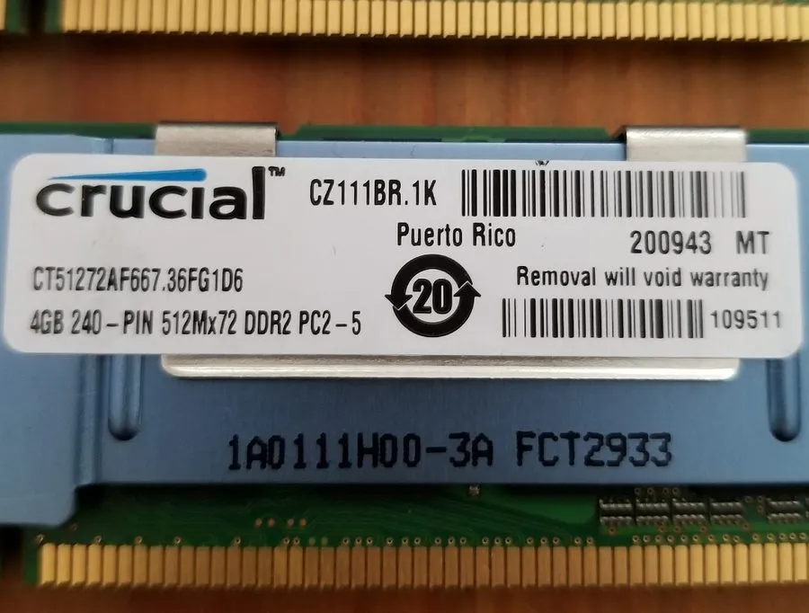 Комплектующее сервера Pair 4GB Memory Kit Crucial CT51272AF667.36FG1D6 Micron MT — фото лота 1