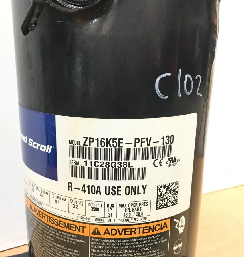 Компрессор Copeland ZP16K5E-PFV-130 1.5 Ton Scroll Compressor R410A 208/230V 1 P