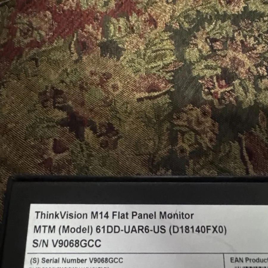 Монитор Lenovo ThinkVision M14 61DDUAR6US 14 inch Widescreen IPSLED Monitor — фото лота 1