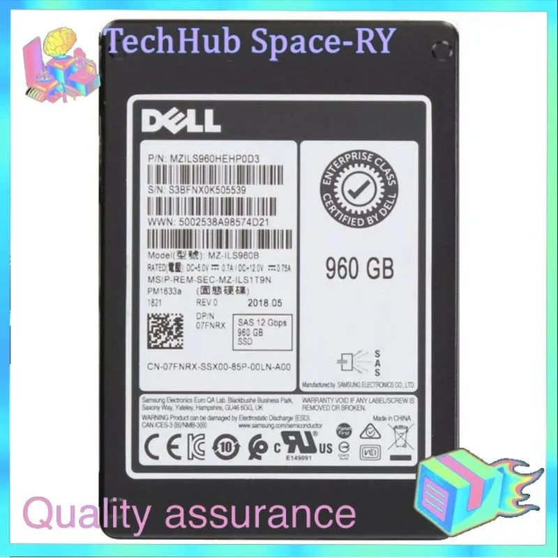 SSD-накопитель Samsung PM1633a 960GB DELL SSD 2.5" SAS 12Gbps MZ-ILS960B MZILS96 — фото лота 1
